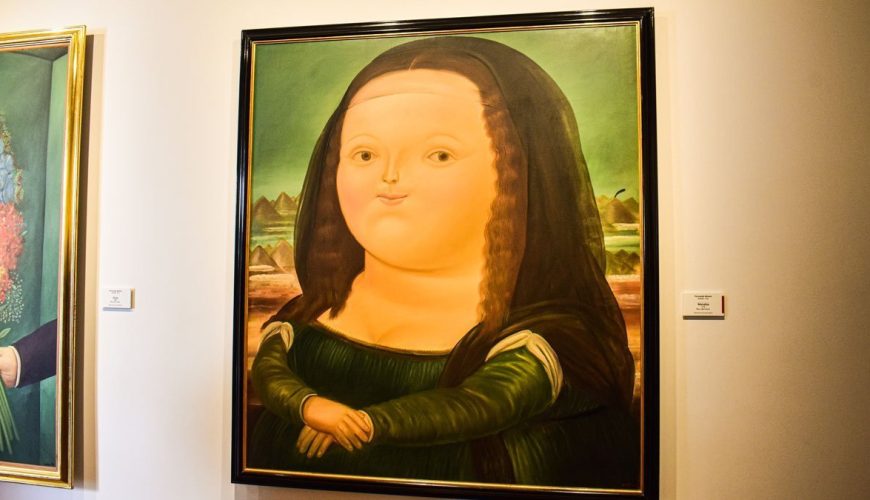 Photo of a painting in the Botero Museum