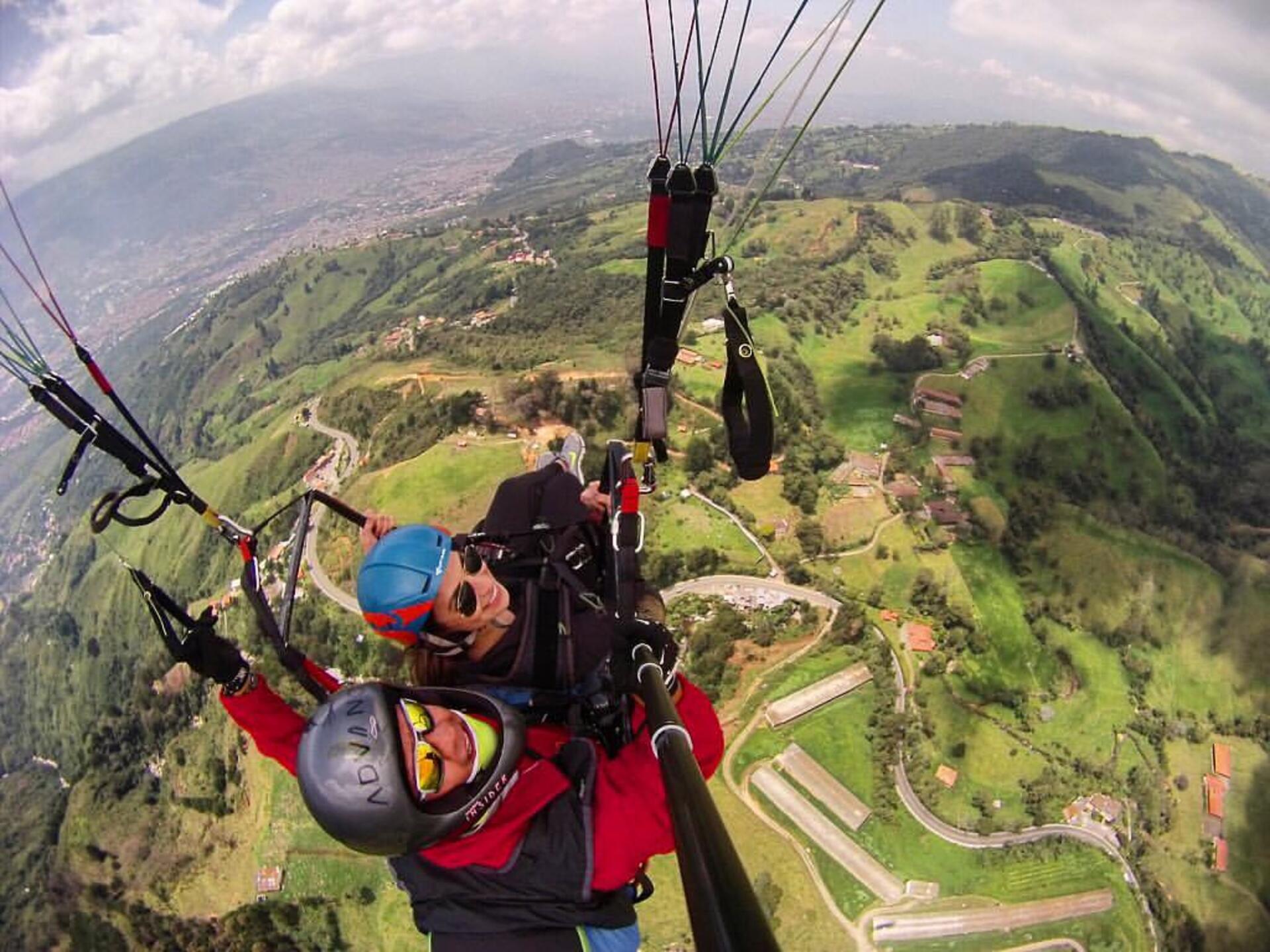 Flying Paragliding Over Medellín